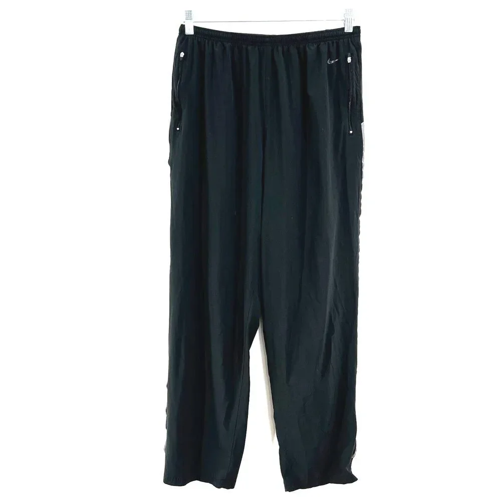 Vtg. Nike Track Pants‎ Mens XL Black Y2K Side Mesh Lined Windbreaker Ankle Zip